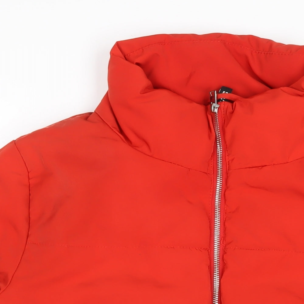 H&M Womens Orange Puffer Jacket Coat Size 10 Zip