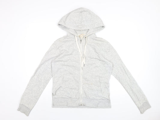 H&M Womens Grey Cotton Full Zip Hoodie Size S Zip