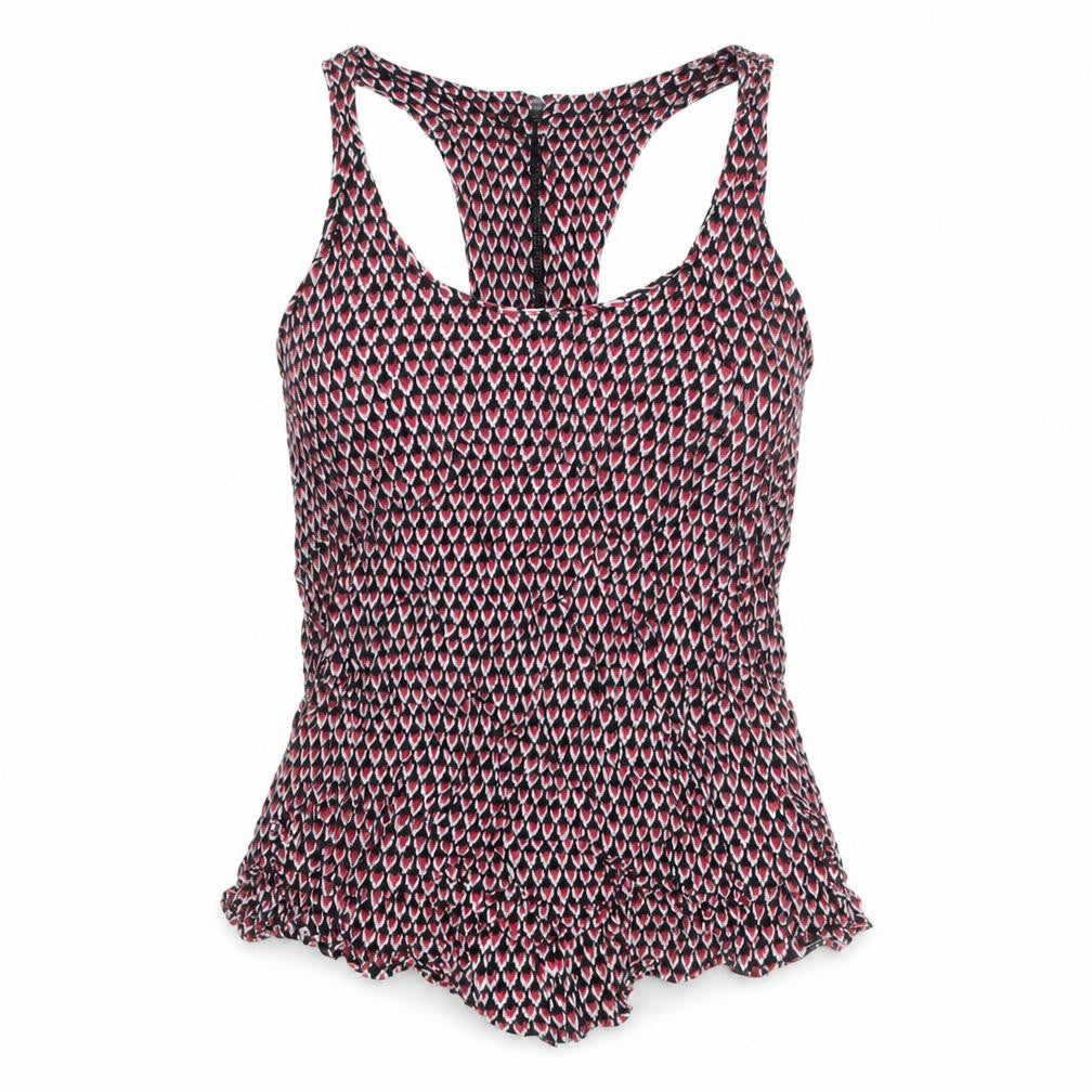 Zara Womens Multicoloured Geometric Viscose Basic Tank Size S Scoop Neck