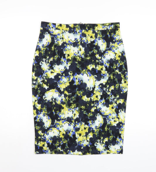 Warehouse Womens Multicoloured Polyester Straight & Pencil Skirt Size 12 Zip