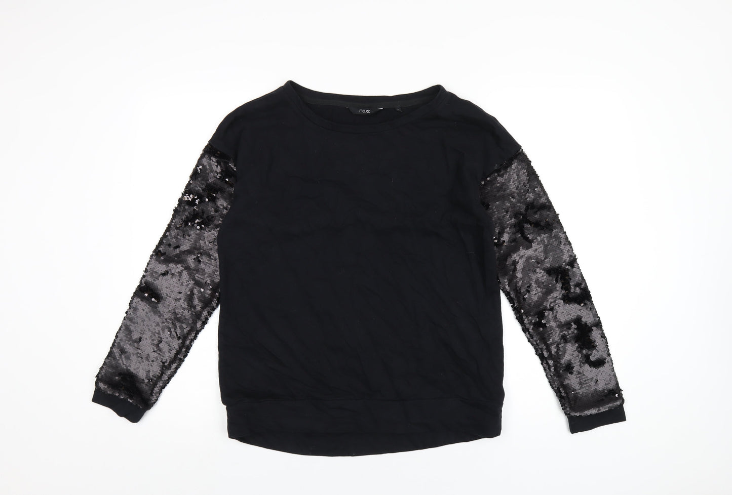 NEXT Womens Black Cotton Pullover Sweatshirt Size S Pullover - Sequin