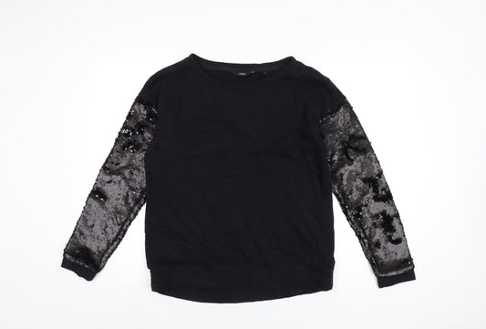 NEXT Womens Black Cotton Pullover Sweatshirt Size S Pullover - Sequin