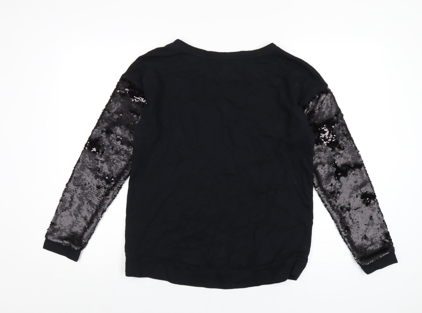 NEXT Womens Black Cotton Pullover Sweatshirt Size S Pullover - Sequin