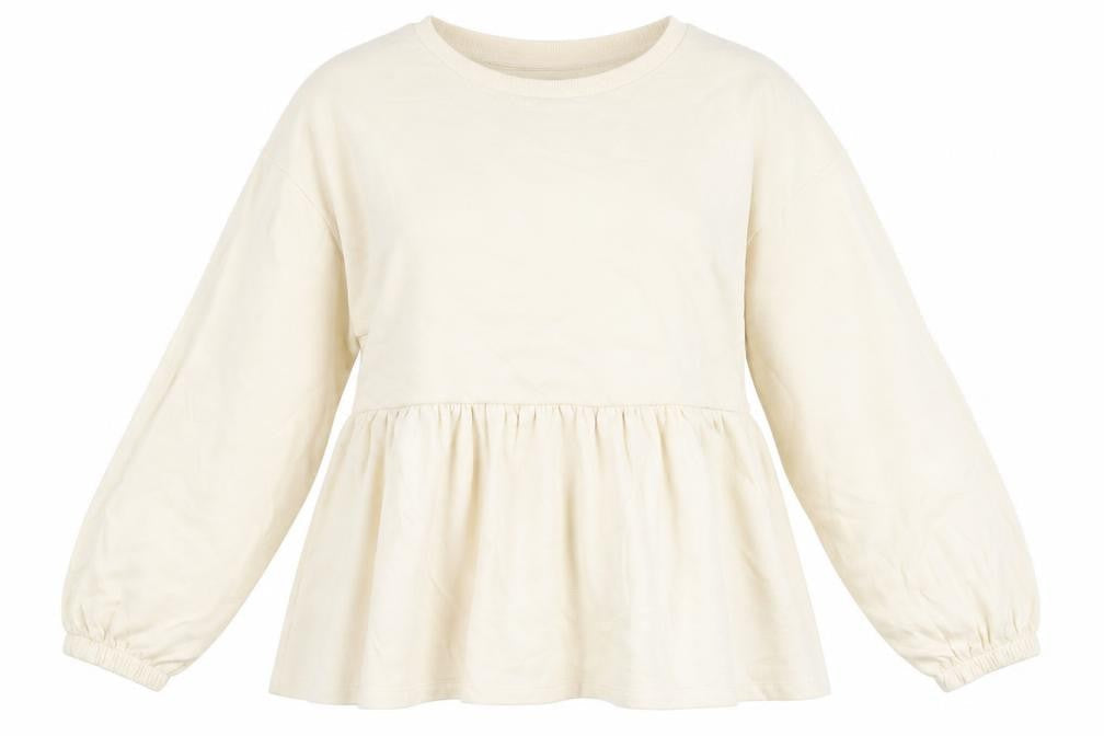 Zara Womens Ivory Cotton Pullover Sweatshirt Size M Pullover