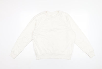 H&M Womens White Polyester Pullover Sweatshirt Size S Pullover