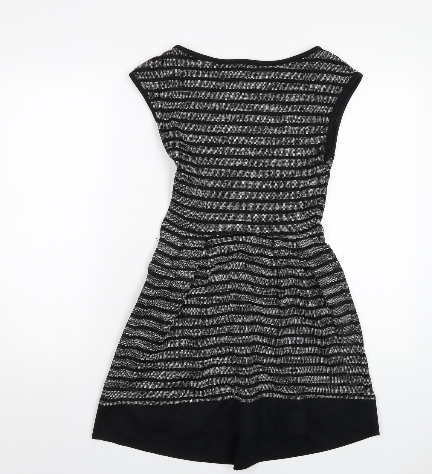 Stradivarius Womens Black Polyester A-Line Size S Round Neck Zip