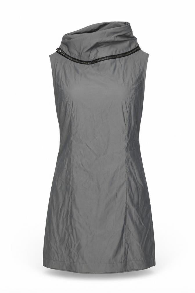 Animale Womens Grey Polyester Mini Size 14 Mock Neck Zip