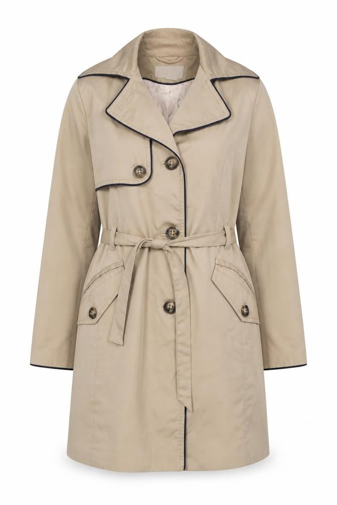 H&M Womens Beige Overcoat Coat Size 10 Button