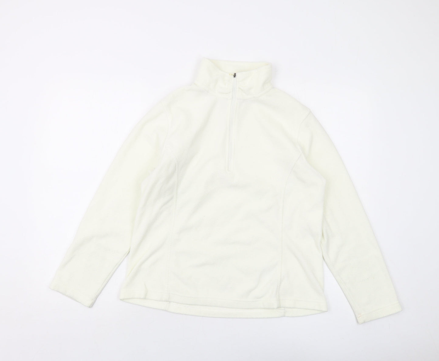 Lands' End Womens Ivory Polyester Pullover Sweatshirt Size M Zip