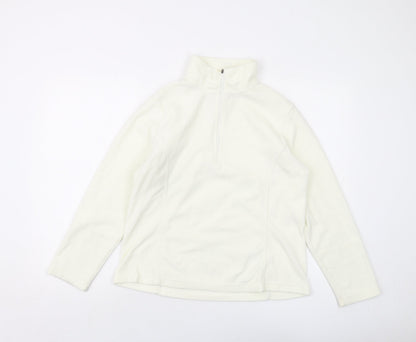 Lands' End Womens Ivory Polyester Pullover Sweatshirt Size M Zip