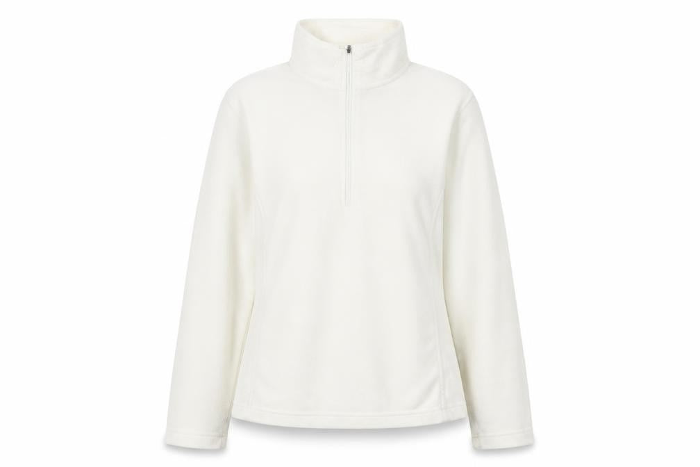 Lands' End Womens Ivory Polyester Pullover Sweatshirt Size M Zip