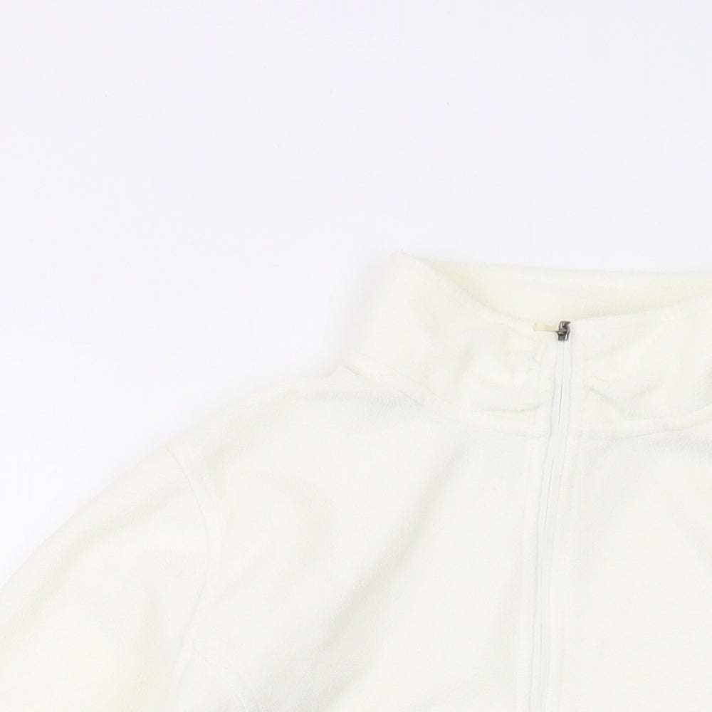 Lands' End Womens Ivory Polyester Pullover Sweatshirt Size M Zip