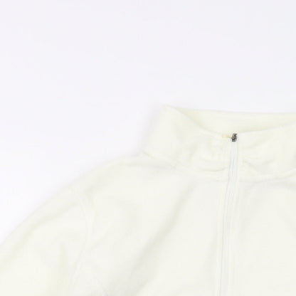 Lands' End Womens Ivory Polyester Pullover Sweatshirt Size M Zip
