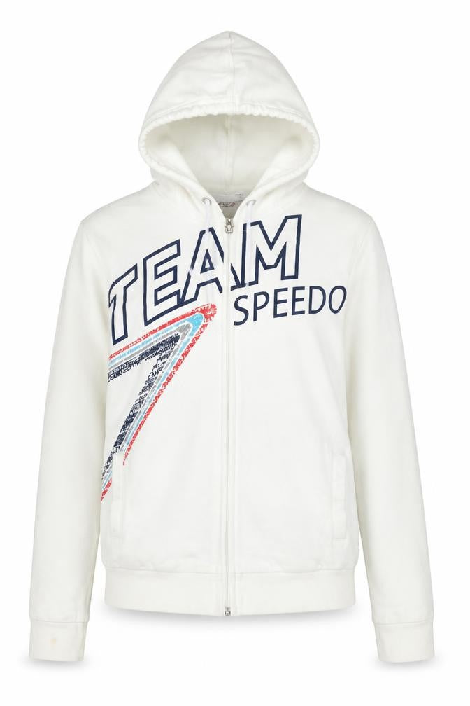 Speedo Womens Ivory Cotton Full Zip Hoodie Size 12 Zip