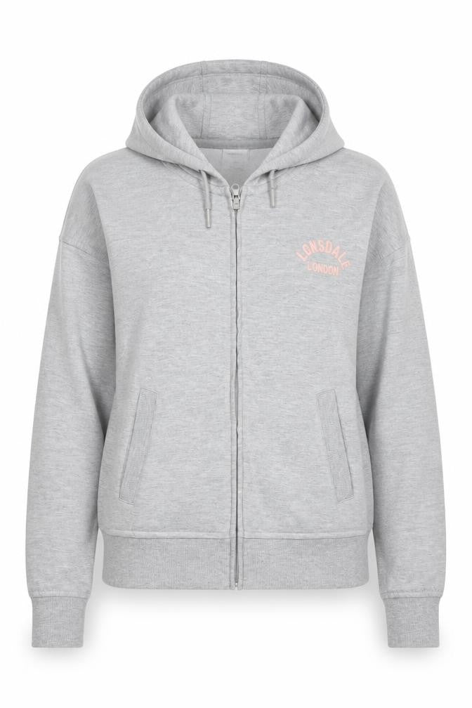 Lonsdale Womens Grey Polyester Full Zip Hoodie Size 12 Zip