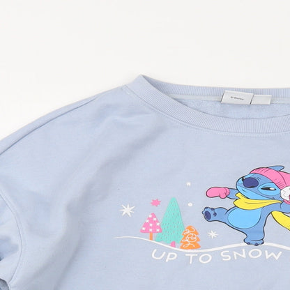 Preloved Disney Womens Blue Cotton Pullover Sweatshirt Size 10 Pullover - Stitch - Detail