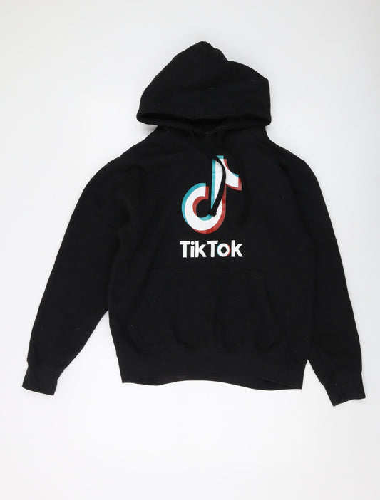 TIK TOK Mens Black Polyester Pullover Hoodie Size S