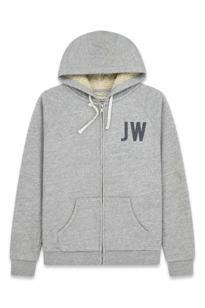 Jack Wills Womens Grey Cotton Full Zip Hoodie Size 12 Zip