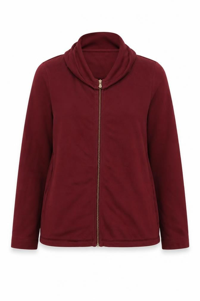 Lands' End Womens Red Cotton Full Zip Sweatshirt Size M Zip