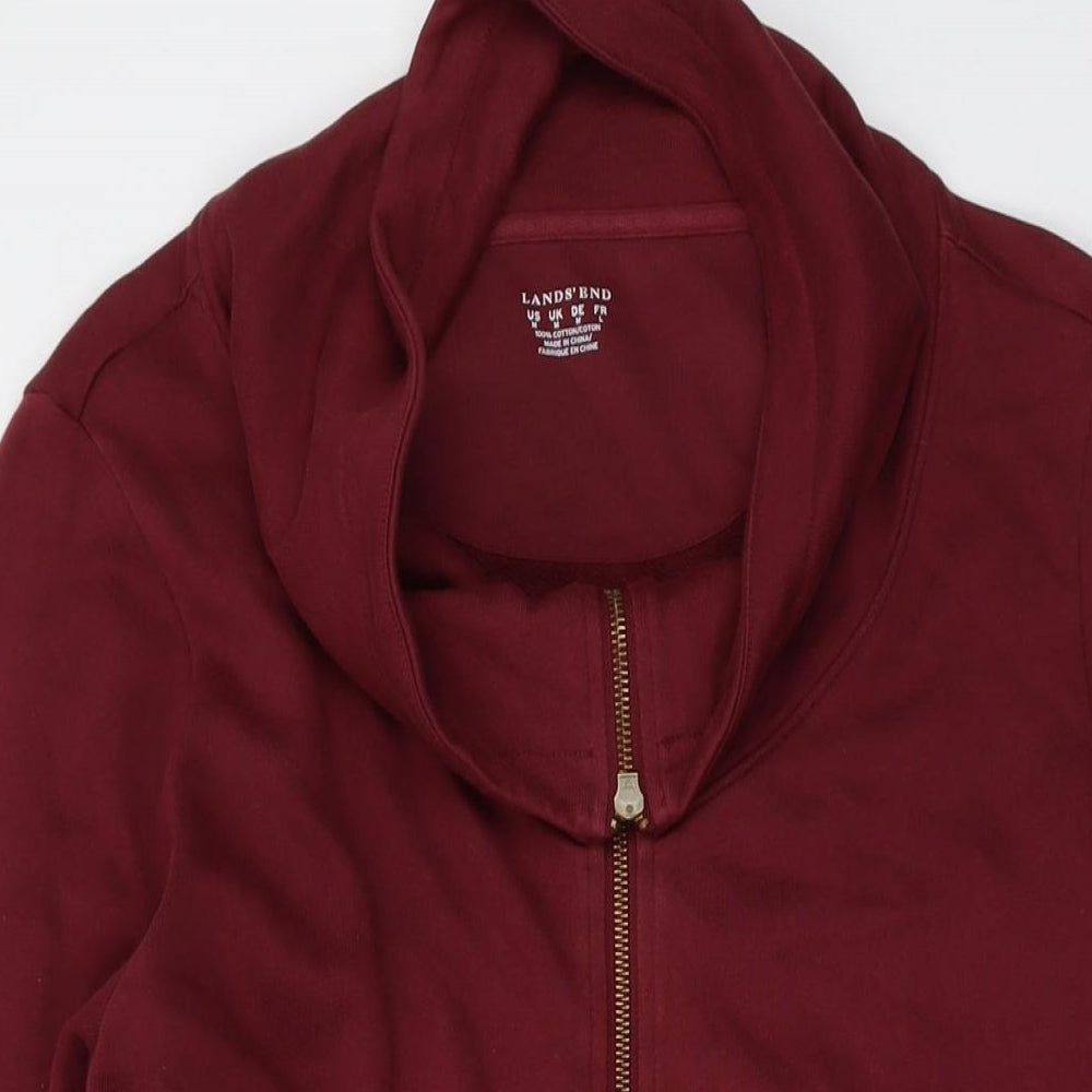 Lands' End Womens Red Cotton Full Zip Sweatshirt Size M Zip
