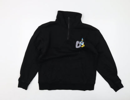 Preloved Disney Womens Black Cotton Pullover Sweatshirt Size M Zip - Front