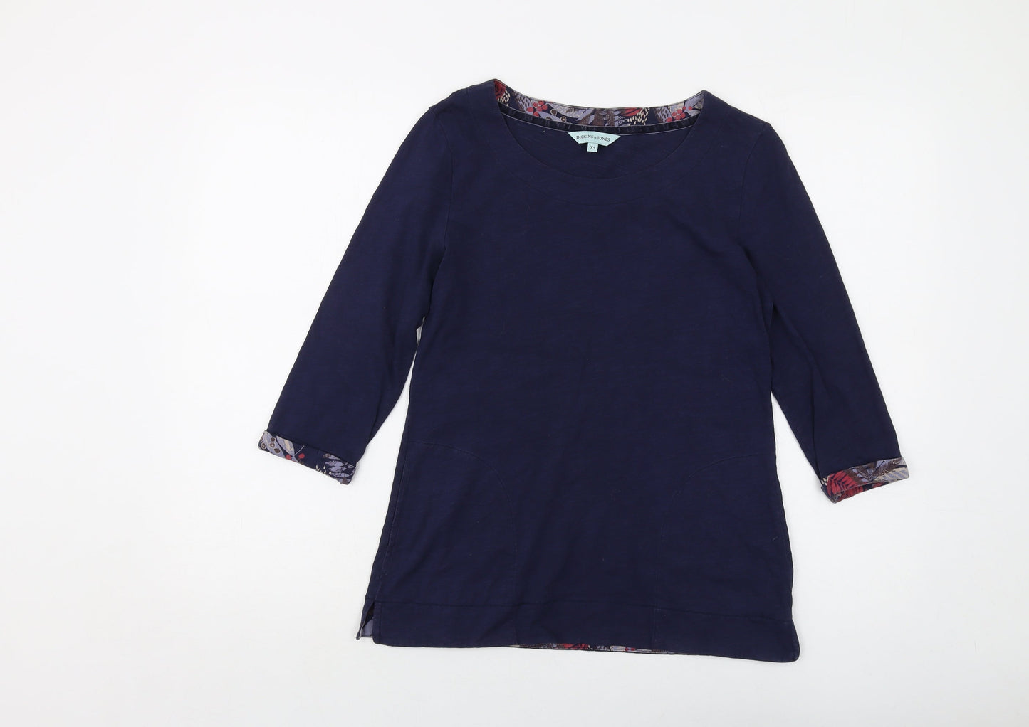 Dickins & Jones Womens Black Cotton Basic T-Shirt Size XS Roll Neck