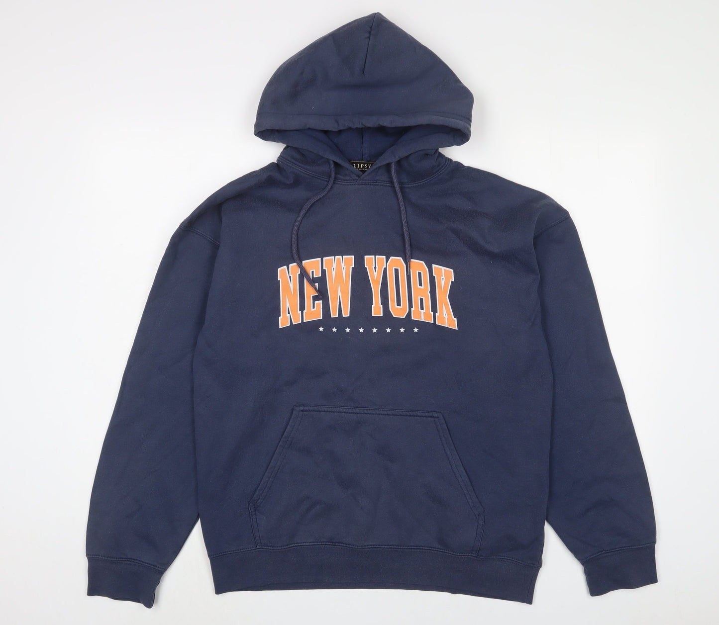 Lipsy Womens Blue Cotton Pullover Hoodie Size M Pullover
