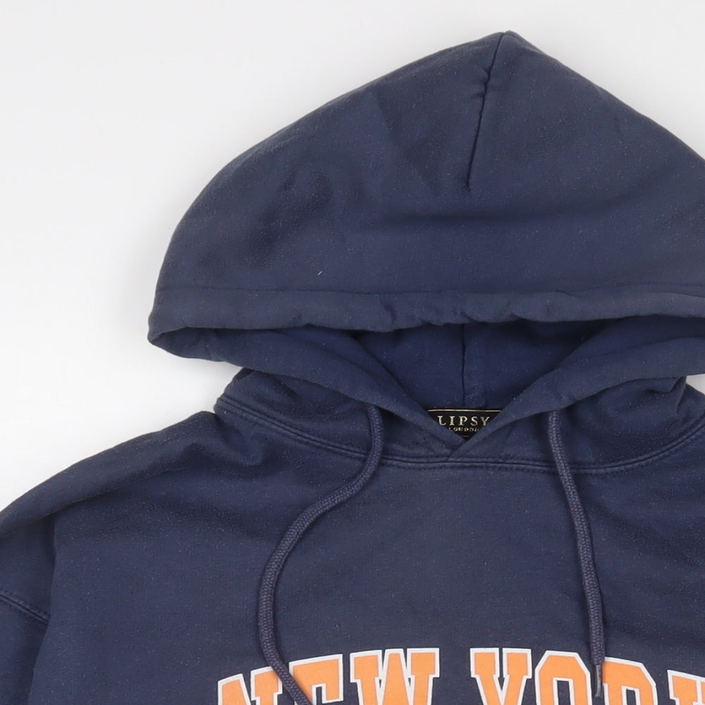 Lipsy Womens Blue Cotton Pullover Hoodie Size M Pullover