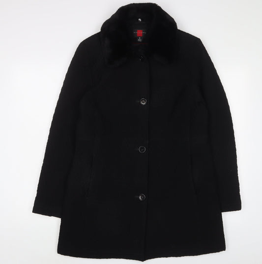 Gallery Womens Black Overcoat Coat Size M Button