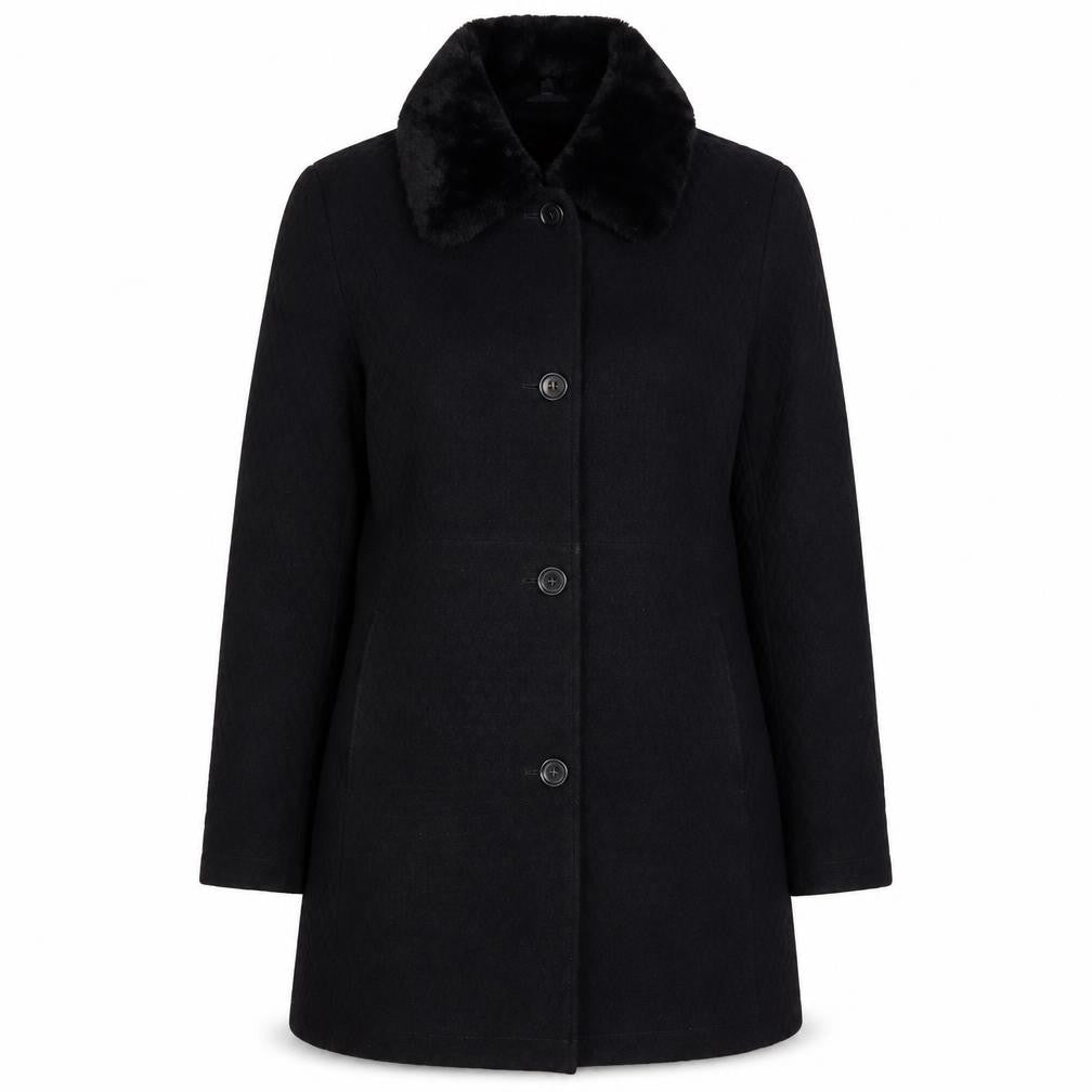 Gallery Womens Black Overcoat Coat Size M Button