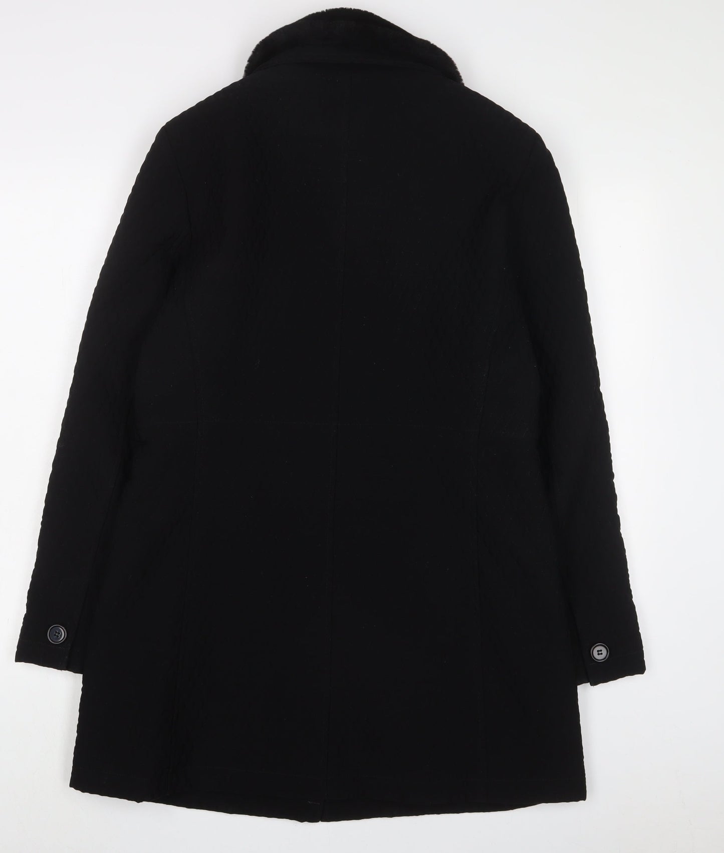 Gallery Womens Black Overcoat Coat Size M Button