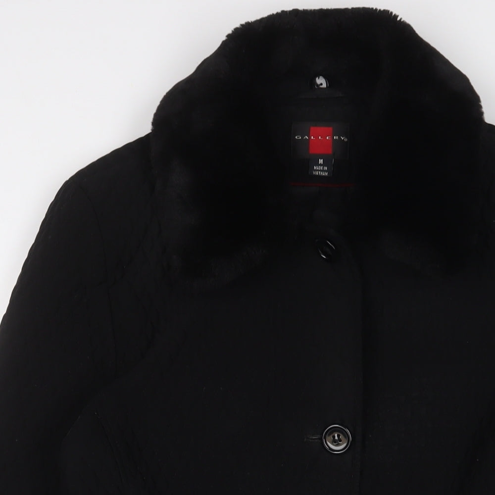 Gallery Womens Black Overcoat Coat Size M Button