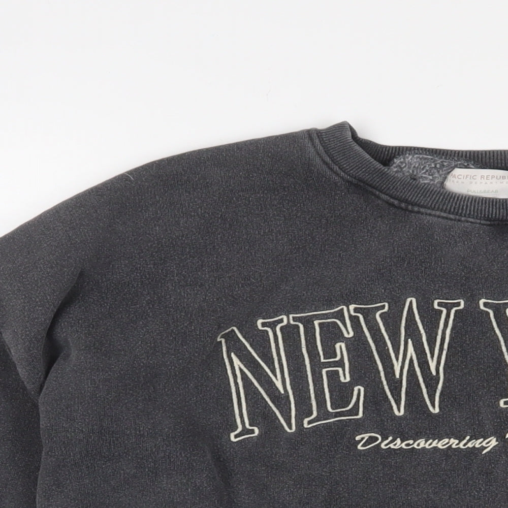 Pull&Bear Womens Grey Cotton Pullover Sweatshirt Size M Pullover - New York