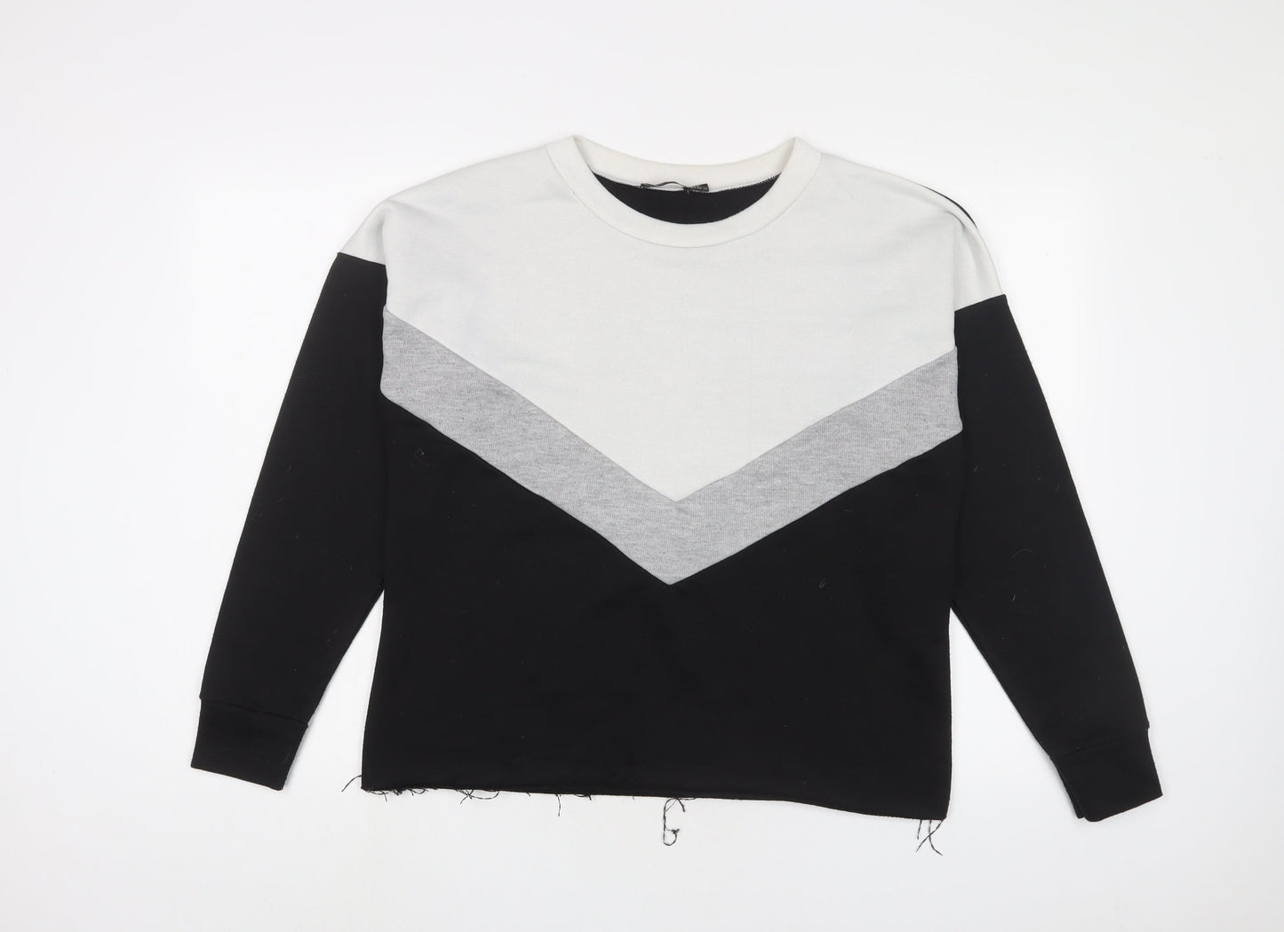 Boohoo Womens Black Striped Polyester Pullover Sweatshirt Size 10 Pullover