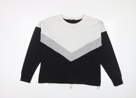 Boohoo Womens Black Striped Polyester Pullover Sweatshirt Size 10 Pullover