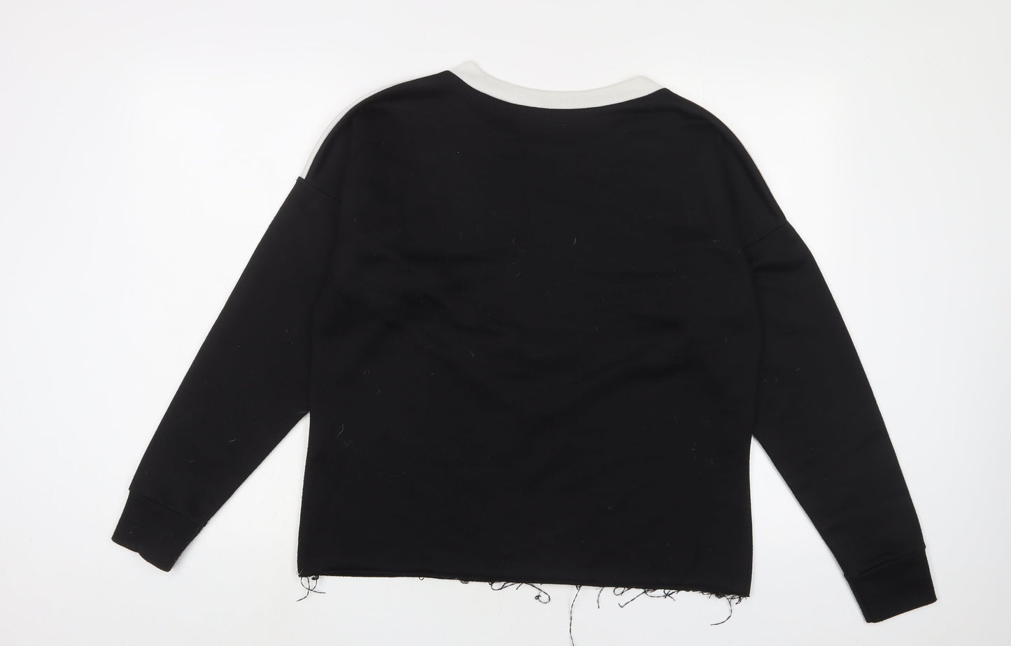 Boohoo Womens Black Striped Polyester Pullover Sweatshirt Size 10 Pullover