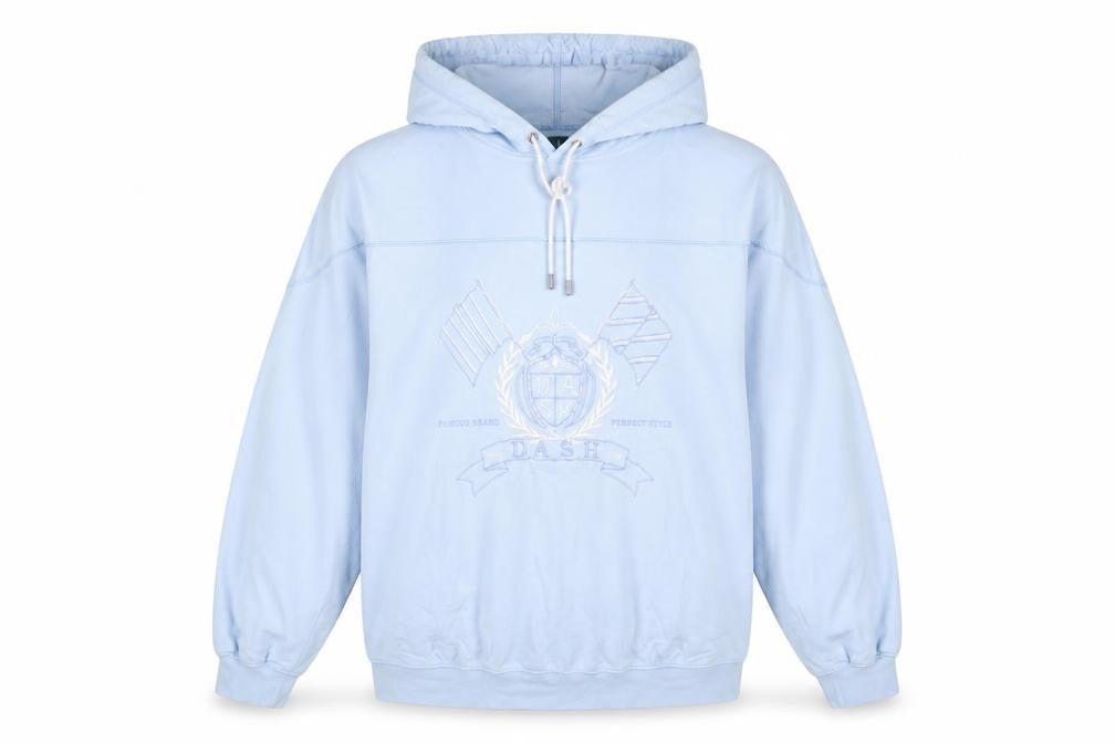 DASH Womens Blue Cotton Pullover Hoodie Size M Pullover - Embroidered