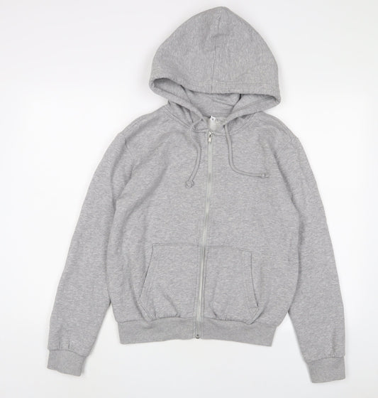 H&M Womens Grey Cotton Full Zip Hoodie Size S Zip