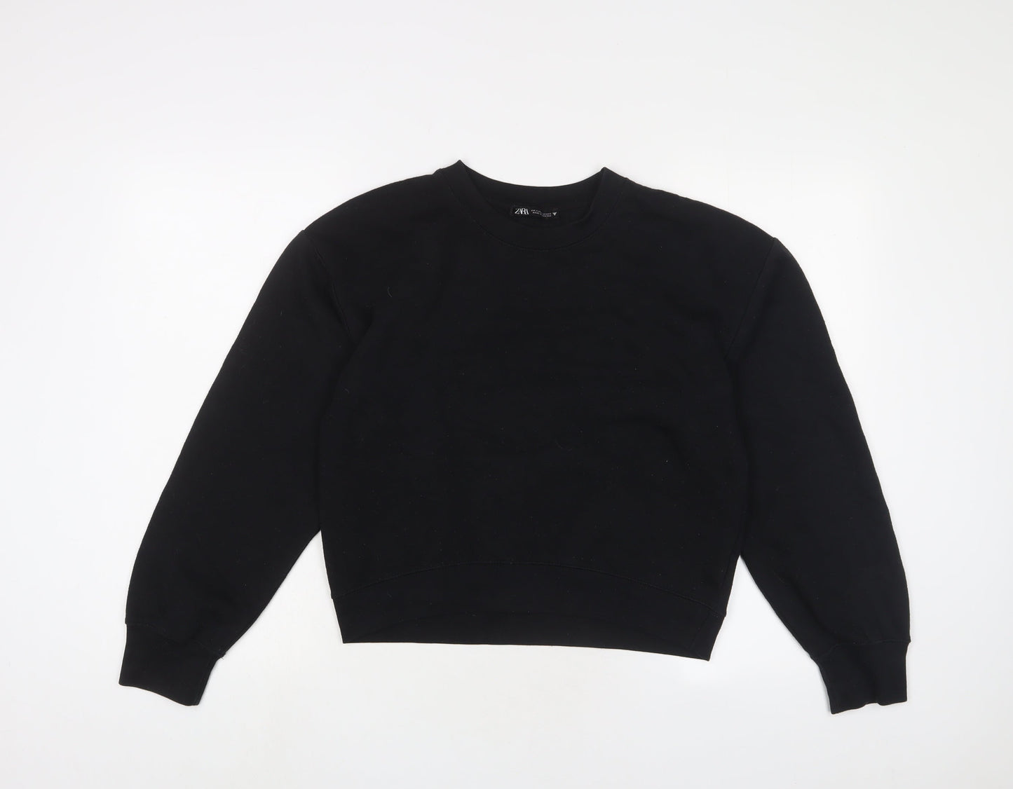 Zara Womens Black Cotton Pullover Sweatshirt Size S Pullover