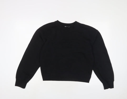 Zara Womens Black Cotton Pullover Sweatshirt Size S Pullover