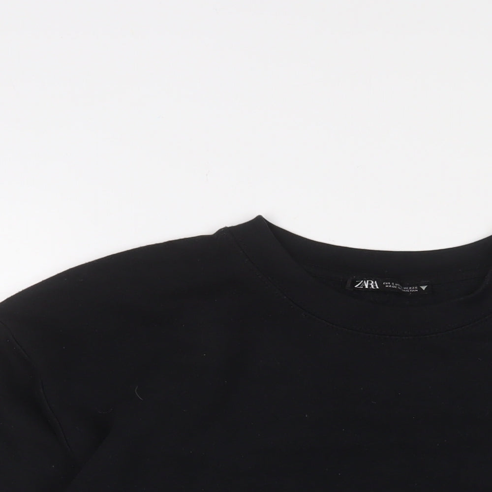 Zara Womens Black Cotton Pullover Sweatshirt Size S Pullover
