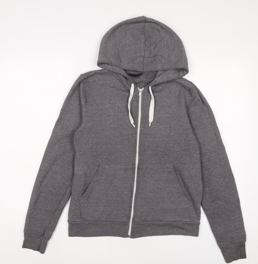 Topshop Womens Grey Cotton Full Zip Hoodie Size 10 Zip