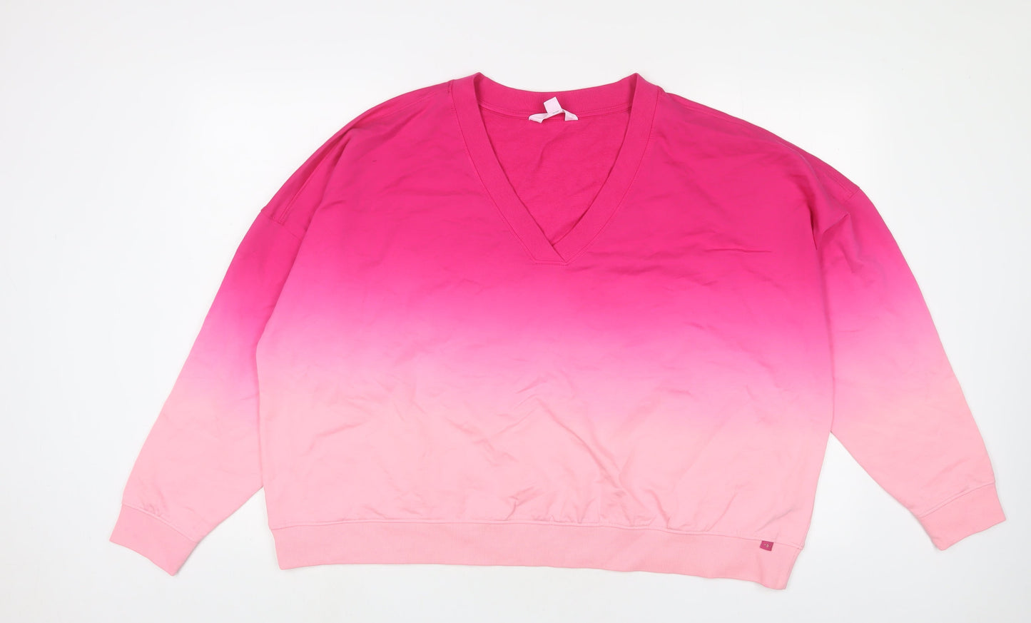 Marks and Spencer Womens Pink Geometric Cotton Pullover Sweatshirt Size L Pullover - 16/18