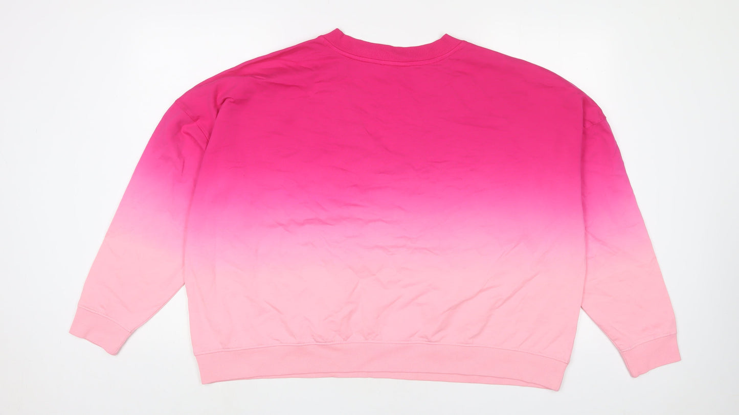 Marks and Spencer Womens Pink Geometric Cotton Pullover Sweatshirt Size L Pullover - 16/18