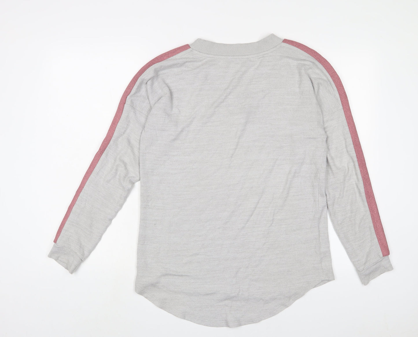 NEXT Womens Grey Polyester Basic T-Shirt Size 10 V-Neck