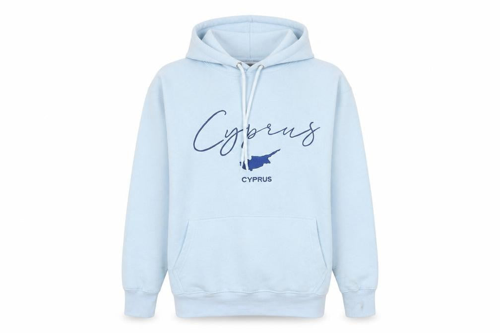 Cyprus Womens Blue Cotton Pullover Hoodie Size S Pullover - Embroidered