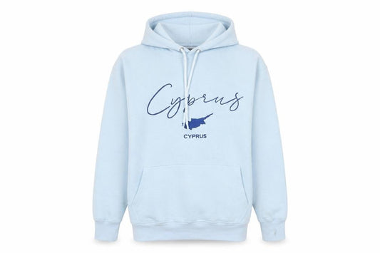 Cyprus Womens Blue Cotton Pullover Hoodie Size S Pullover - Embroidered