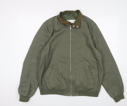 Additional front view of ASOS men’s green jacket, size L, zip