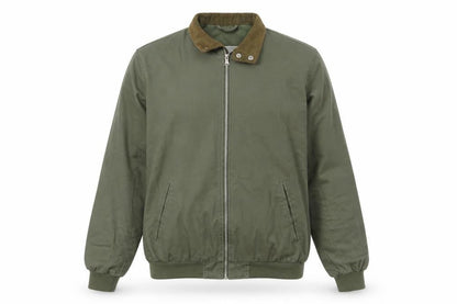 Front view of ASOS men’s green jacket, size L, zip