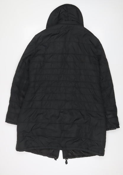 Back view of Principles women’s black quilted coat, size UK 14, zip